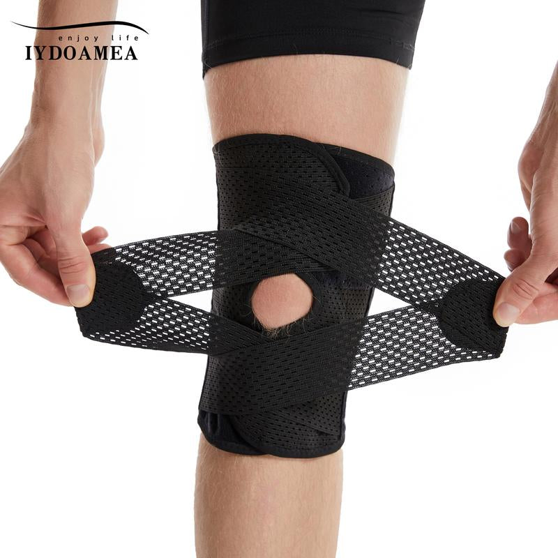 2 Pack Iydoamea plus Size Knee Compression Wrap Brace (Order a Size Up), Breathable Adjustable Knee Brace for Men and Women, Knee Brace with Side Stabilizers Outdoorfun