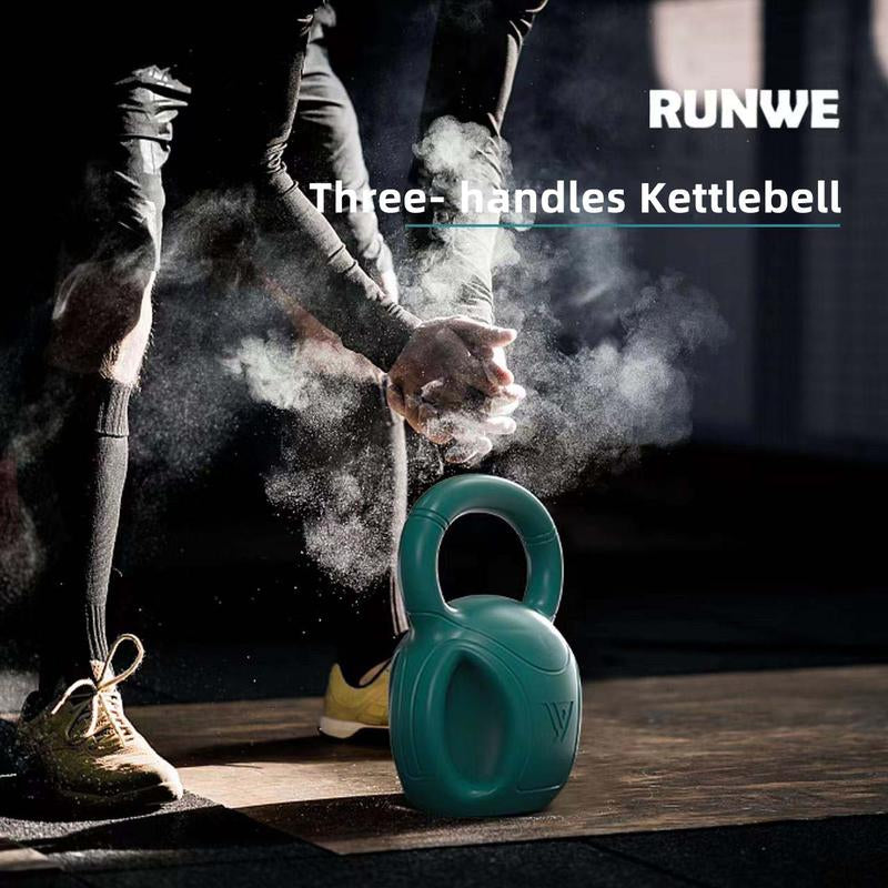 RUNWE 3 Handle Kettlebell Weight for Weightlifting, Conditioning and Core Training for Women Men Home Gym