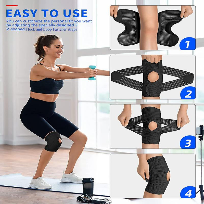 2 Pack Iydoamea plus Size Knee Compression Wrap Brace (Order a Size Up), Breathable Adjustable Knee Brace for Men and Women, Knee Brace with Side Stabilizers Outdoorfun