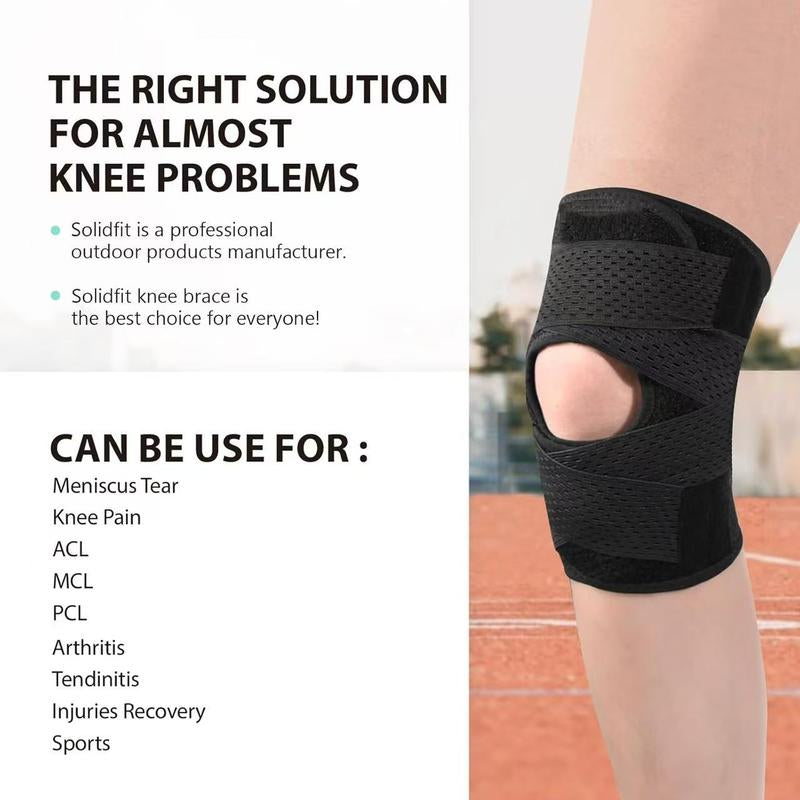 Knee Brace with Side Stabilizers, Professional Knee Compression Support Brace for Men Women, Adjustable Knee Wrap with Patella Pad, Relief Pain for Meniscus Tear ACL MCL Arthritis Injuries (Black, XL)