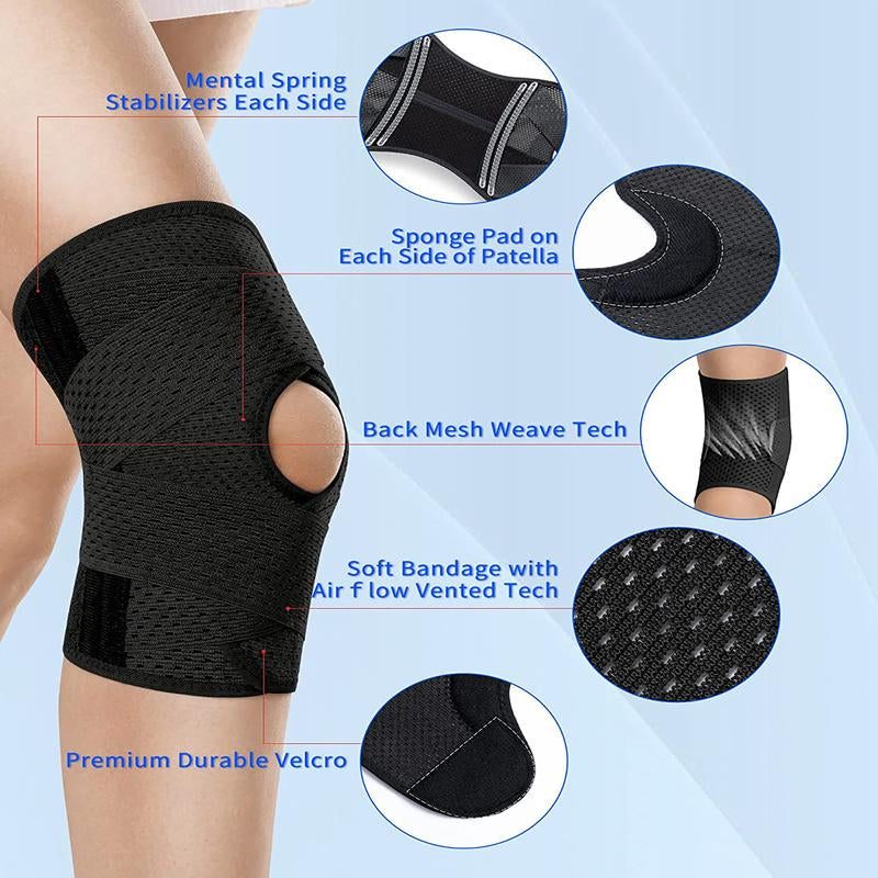 2 Pack Iydoamea plus Size Knee Compression Wrap Brace (Order a Size Up), Breathable Adjustable Knee Brace for Men and Women, Knee Brace with Side Stabilizers Outdoorfun
