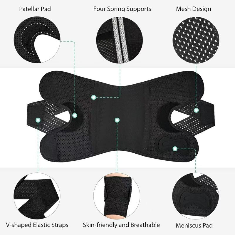 Knee Brace with Side Stabilizers, Professional Knee Compression Support Brace for Men Women, Adjustable Knee Wrap with Patella Pad, Relief Pain for Meniscus Tear ACL MCL Arthritis Injuries (Black, XL)