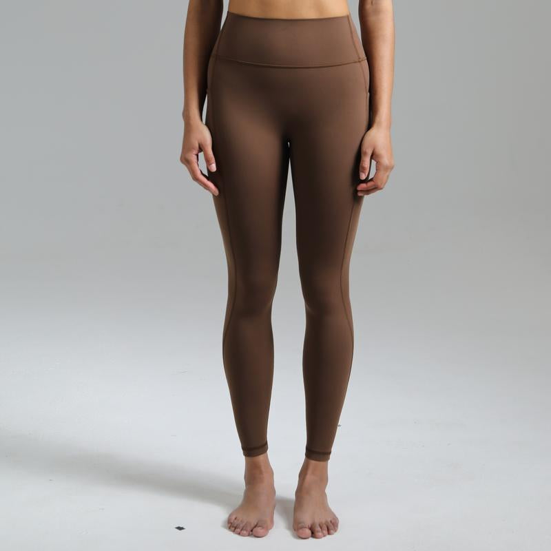 Colorfulkoala Dreamlux No Front Seam Leggings with Pockets for Women 25"/28" Inseam,High-Waisted Soft Yoga Pants in Black - Gym Bottoms Athletic Stretchable Tight Fit Sporty