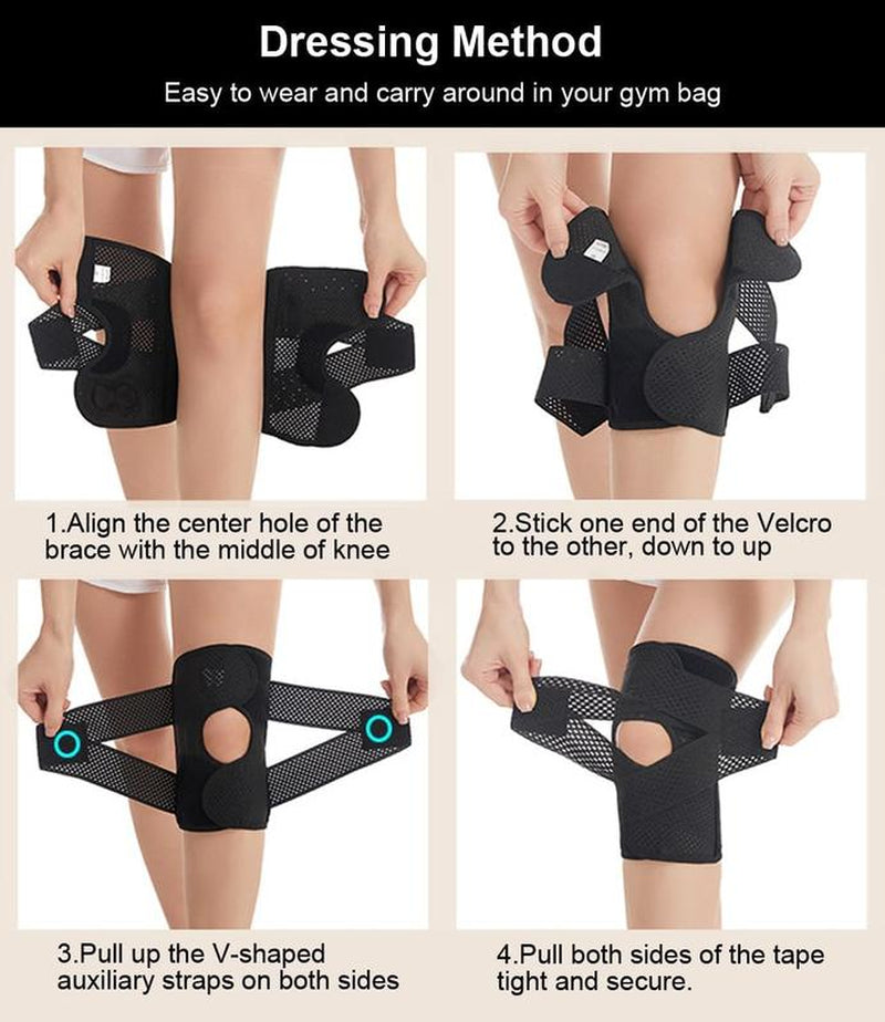 Knee Brace with Side Stabilizers, Professional Knee Compression Support Brace for Men Women, Adjustable Knee Wrap with Patella Pad, Relief Pain for Meniscus Tear ACL MCL Arthritis Injuries (Black, XL)