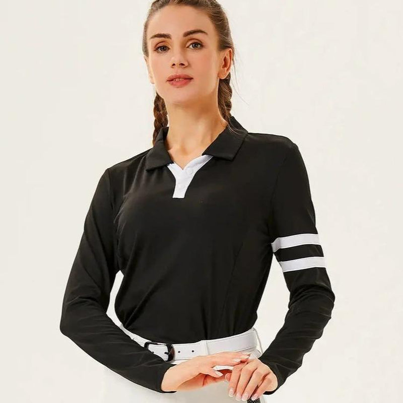 Soneven Women'S Golf Shirts Moisture Wicking Long Sleeve Polo Shirts Collared V-Neck Athletic Polos S-2XL