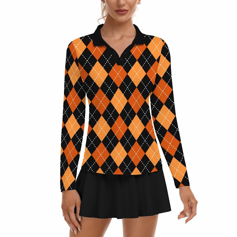 Soneven Women'S Golf Shirts Moisture Wicking Long Sleeve Polo Shirts Collared V-Neck Athletic Polos S-2XL