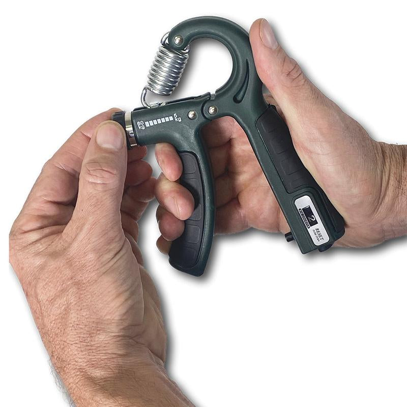 Jerkfit Grip Strength Hand Exerciser - Forearm Strengthener for Muscle Building and Injury Recovery - Self-Trainer with Adjustable Resistance 11-132 Lbs (5-60Kg) - Built-In Rep Counter - Comfortable, No Slip Grip