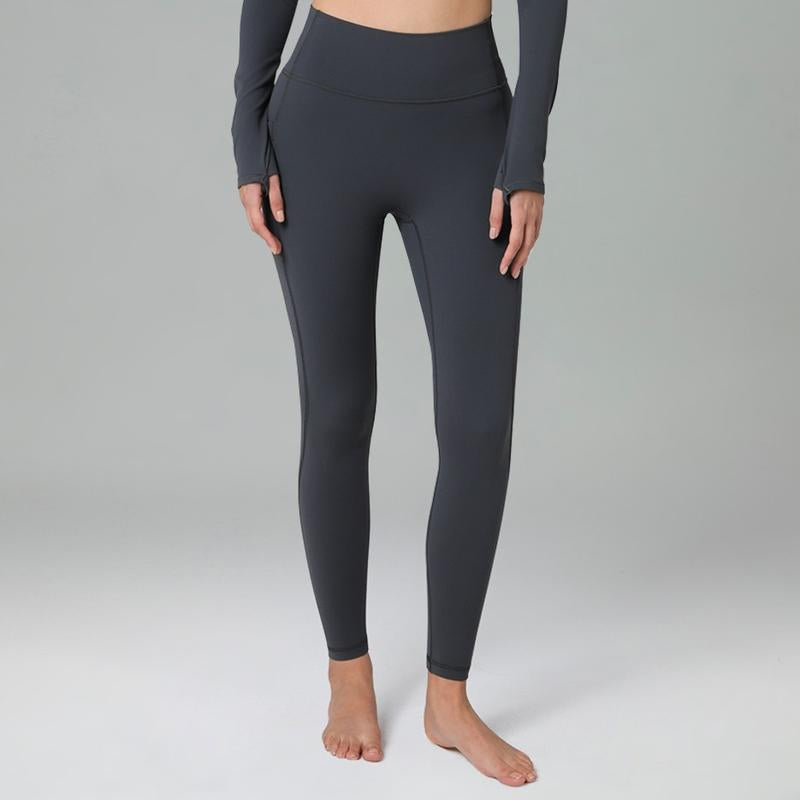 Colorfulkoala Dreamlux No Front Seam Leggings with Pockets for Women 25"/28" Inseam,High-Waisted Soft Yoga Pants in Black - Gym Bottoms Athletic Stretchable Tight Fit Sporty