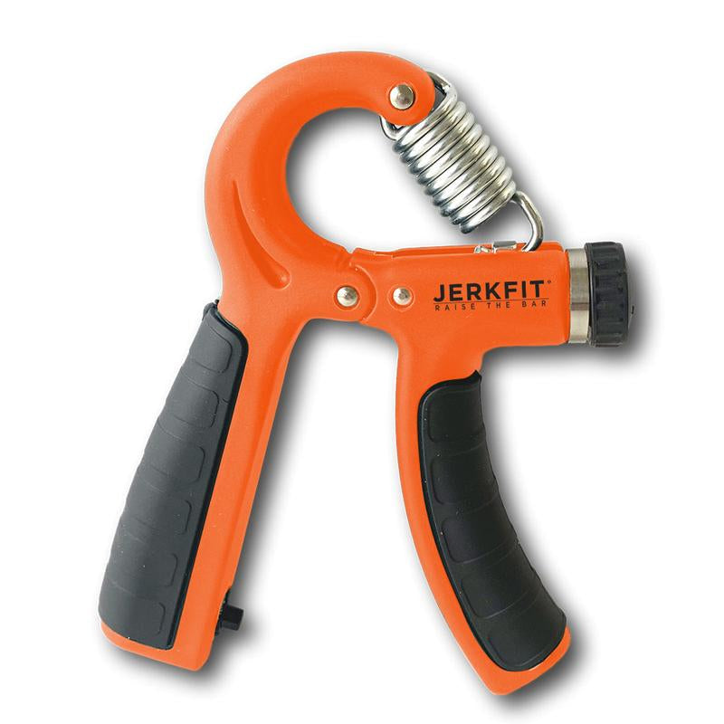 Jerkfit Grip Strength Hand Exerciser - Forearm Strengthener for Muscle Building and Injury Recovery - Self-Trainer with Adjustable Resistance 11-132 Lbs (5-60Kg) - Built-In Rep Counter - Comfortable, No Slip Grip