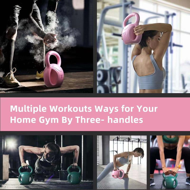 RUNWE 3 Handle Kettlebell Weight for Weightlifting, Conditioning and Core Training for Women Men Home Gym