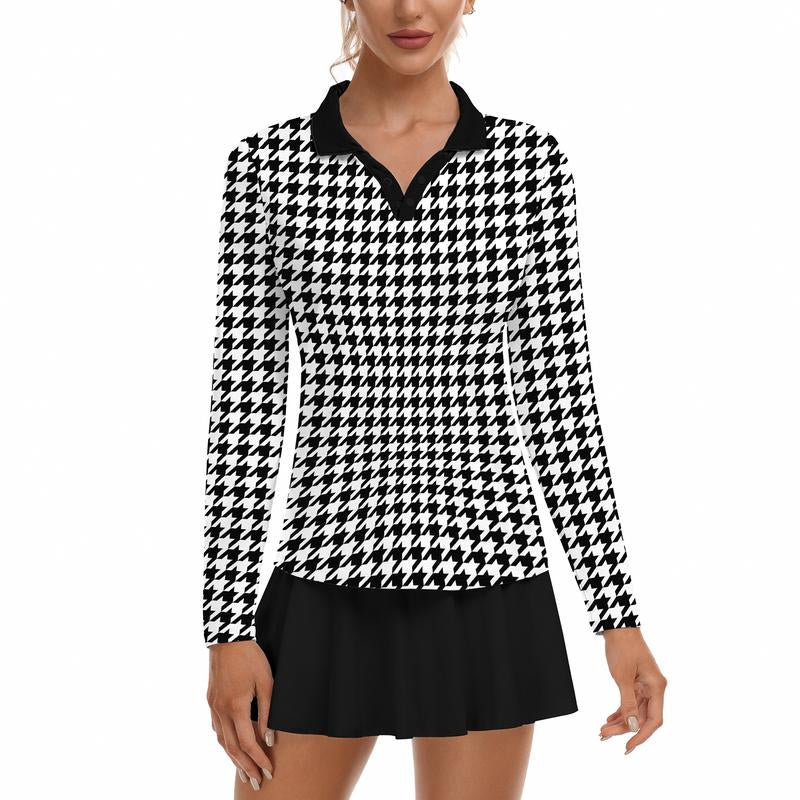 Soneven Women'S Golf Shirts Moisture Wicking Long Sleeve Polo Shirts Collared V-Neck Athletic Polos S-2XL