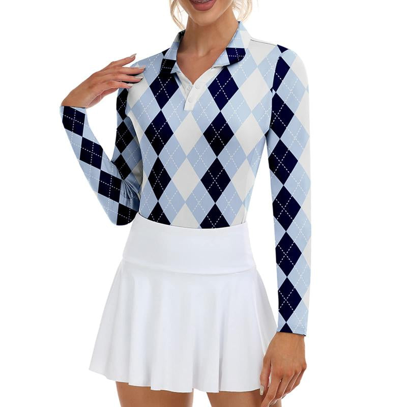 Soneven Women'S Golf Shirts Moisture Wicking Long Sleeve Polo Shirts Collared V-Neck Athletic Polos S-2XL