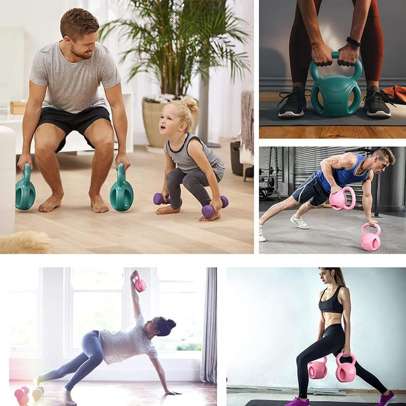 RUNWE 3 Handle Kettlebell Weight for Weightlifting, Conditioning and Core Training for Women Men Home Gym