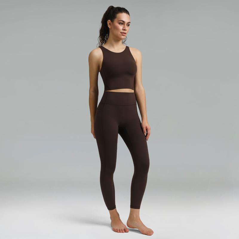 Colorfulkoala Dreamlux No Front Seam Leggings with Pockets for Women 25"/28" Inseam,High-Waisted Soft Yoga Pants in Black - Gym Bottoms Athletic Stretchable Tight Fit Sporty