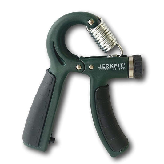Jerkfit Grip Strength Hand Exerciser - Forearm Strengthener for Muscle Building and Injury Recovery - Self-Trainer with Adjustable Resistance 11-132 Lbs (5-60Kg) - Built-In Rep Counter - Comfortable, No Slip Grip