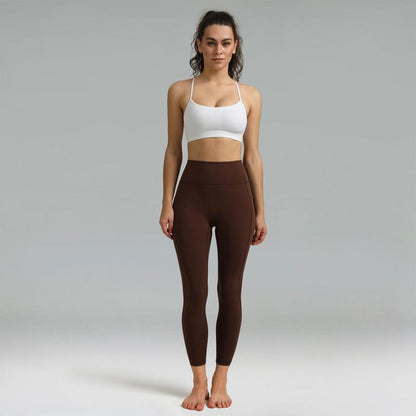 Colorfulkoala Dreamlux No Front Seam Leggings with Pockets for Women 25"/28" Inseam，High-Waisted Soft Yoga Pants in Black - Gym Bottoms Athletic Stretchable Tight Fit Sporty
