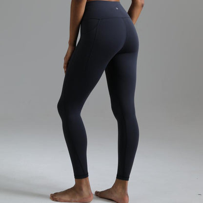 Colorfulkoala Dreamlux No Front Seam Leggings with Pockets for Women 25"/28" Inseam，High-Waisted Soft Yoga Pants in Black - Gym Bottoms Athletic Stretchable Tight Fit Sporty
