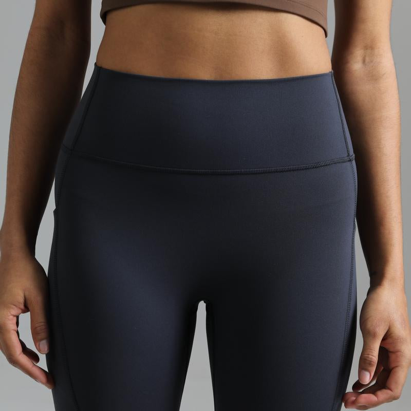 Colorfulkoala Dreamlux No Front Seam Leggings with Pockets for Women 25"/28" Inseam，High-Waisted Soft Yoga Pants in Black - Gym Bottoms Athletic Stretchable Tight Fit Sporty