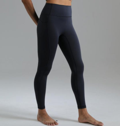 Colorfulkoala Dreamlux No Front Seam Leggings with Pockets for Women 25"/28" Inseam，High-Waisted Soft Yoga Pants in Black - Gym Bottoms Athletic Stretchable Tight Fit Sporty